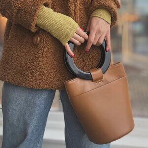 Modern Weaving Mini Circle Bucket Bag - Canyon (org $500)